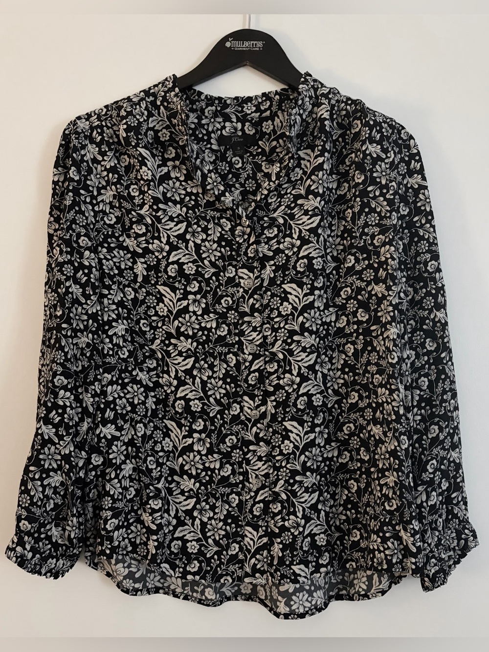 J.Crew black and white floral blouse